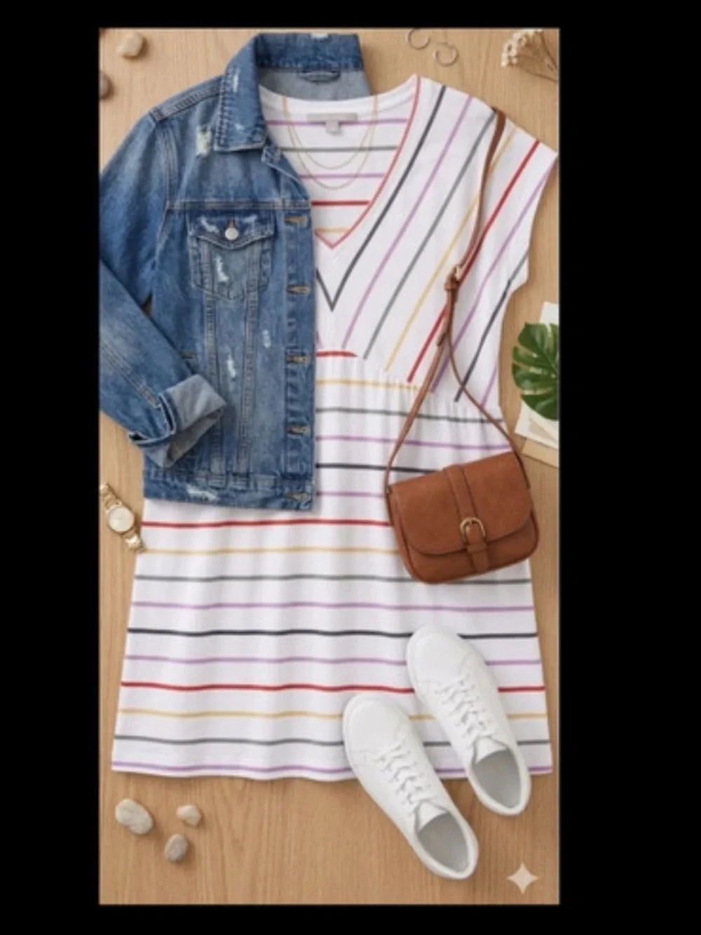Loft Striped V Neck Casual Summer Dress